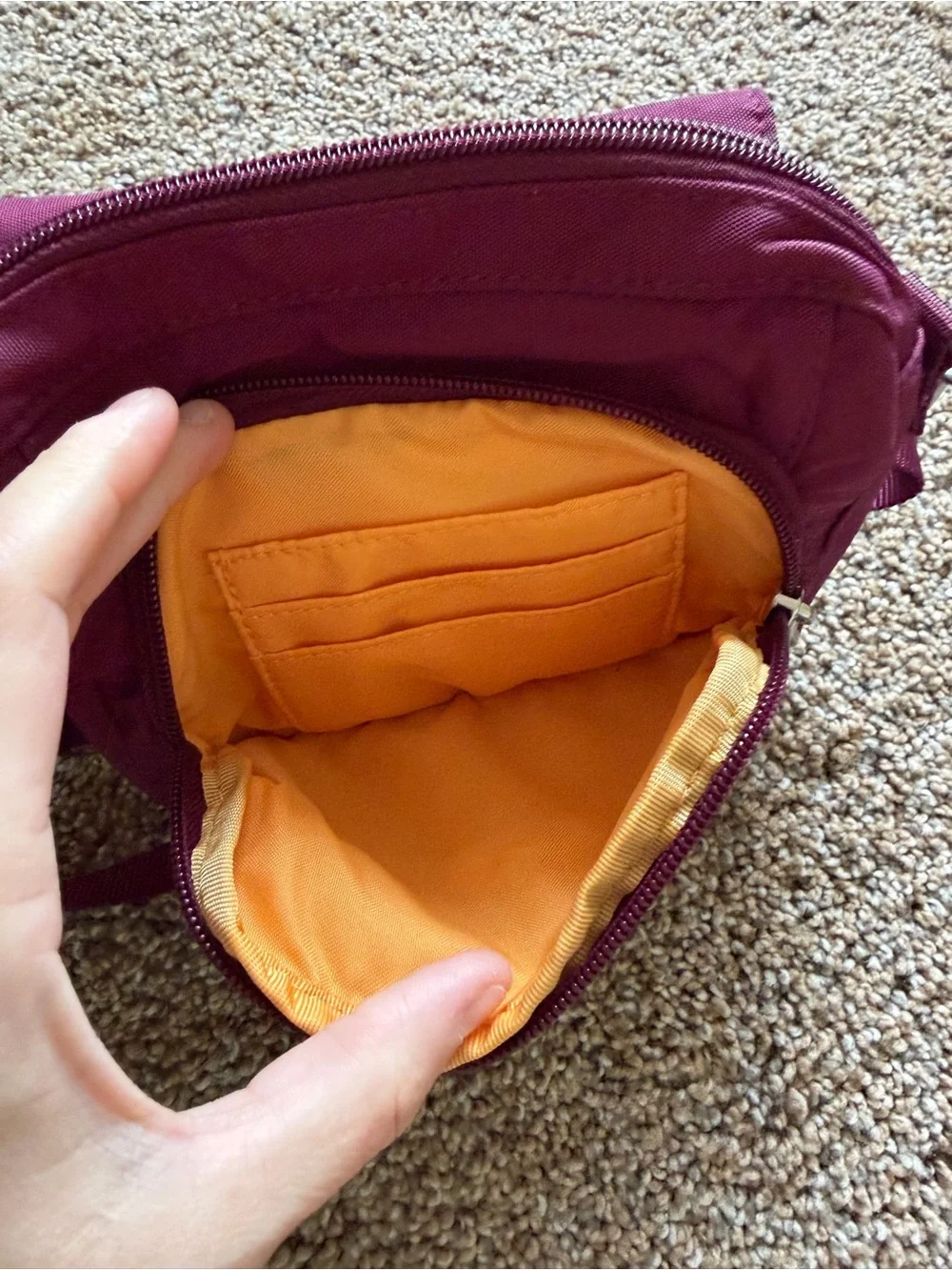 BAGALLINI Plum Maroon Purple Nylon Zippered Crossbody Shoulder Bag